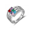  Sterling Silver Personalized Names & Birthstones Ring
