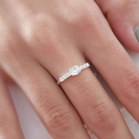 Karley 925 Sterling Silver CZ Solitaire Ring