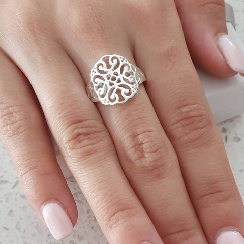 C466-C35385 - 925 Sterling Silver Patterned Ring