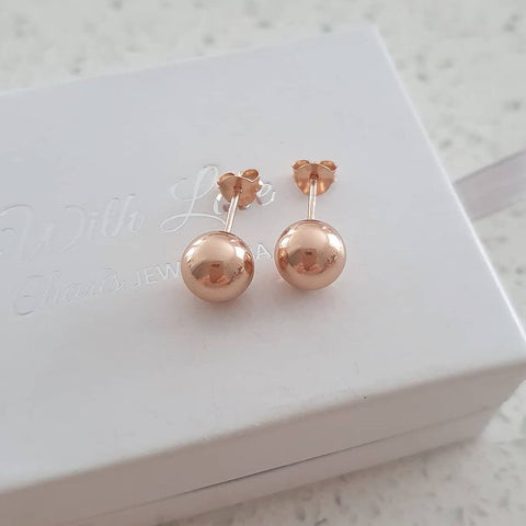 Rose gold ball ear stud earrings