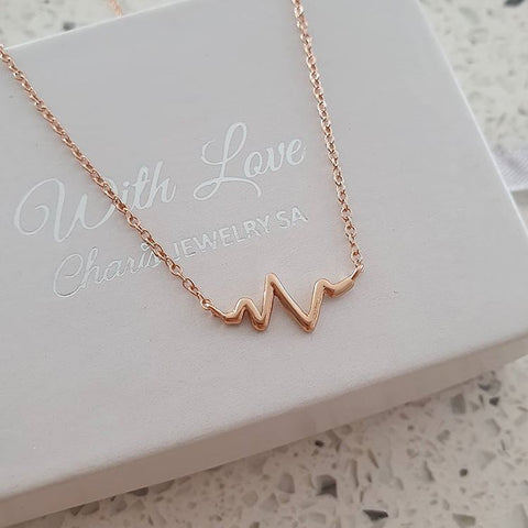 C418-C22355 - Rose Gold Heart Beat Necklace