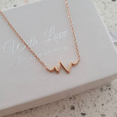 Rose gold heart beat electrocardiogram necklace