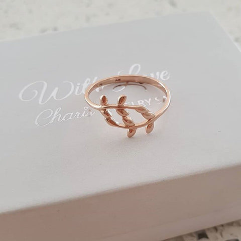 Lanie-Rose, Rose Gold Plated 925 Sterling Silver Leaf ring