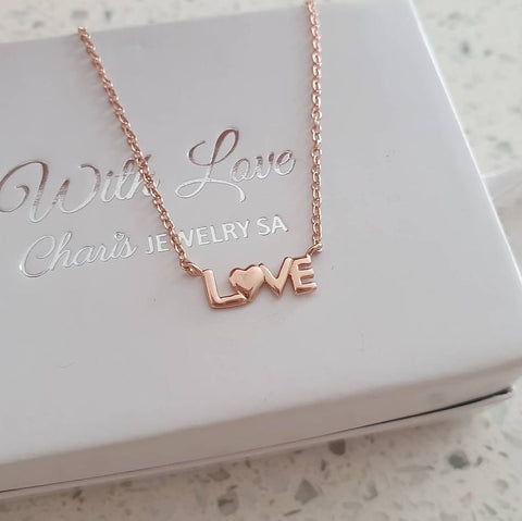 Rose gold love necklace
