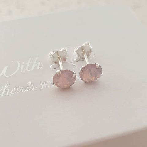 Pink swarovski crystal rose water earrings