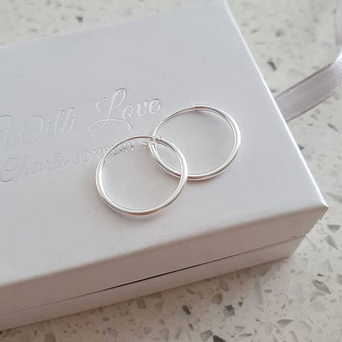 925 Sterling Silver Thick Round Hoop Earrings