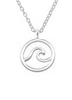 Layla 925 Sterling Silver Wave Necklace, 12mm on a 45cm chain