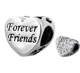 C63-C10413 - 925 Sterling Silver Forever Friends, Sparkle Heart Charm European Bead