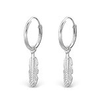 sterling silver round hoop feather earrings online store South Africa