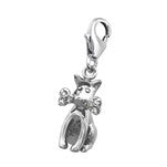 A6 - 925 Sterling Silver Dog with CZ Bone Charm Dangle