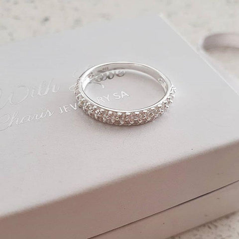 Sterling silver band cz stones