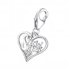 C582 - 925 Sterling Silver Special Sister Charm, Clear CZ