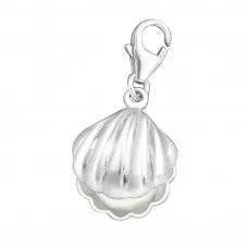 Silver oyster pearl charm