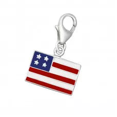 C485-C10200 - 925 Sterling Silver USA American Flag Charm Dangle