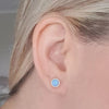 Silver blue azure opal earrings