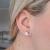 Silver flower lotus earrings