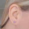 Silver synthetic multi lavender ear stud earrings