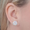 Silver crystal ear stud earrings