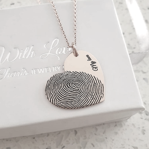 CAS101827 - 925 Sterling Silver Personalized Finger, Hand or Footprint Necklace