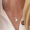 Skylar 925 Sterling Silver Moon and Star Necklace, 10x12mm on 45cm rolo chain
