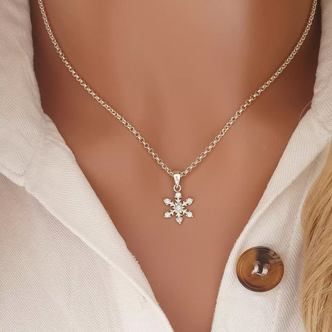 Silver snowflake necklace