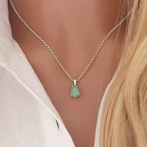 Kayla 925 Sterling Silver Pacific Opal Crystal necklace, 6x8mm, 45cm chain