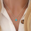 With Love 925 Sterling Silver March Birthstone Necklace, CZ Aquamarine