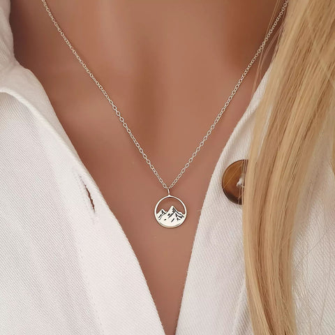 Silver mountain necklace
