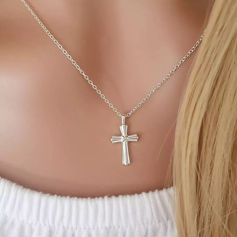 Victoria 925 Sterling Silver Cross Necklace, 10x14mm, 45cm chain