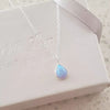 Silver opal pear necklace
