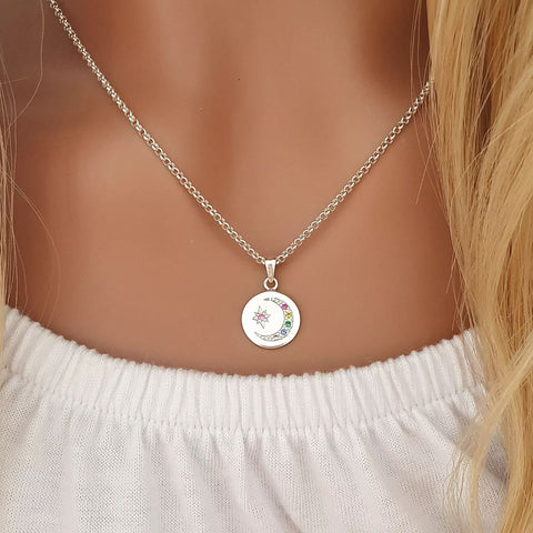 Silver moon and stars necklace