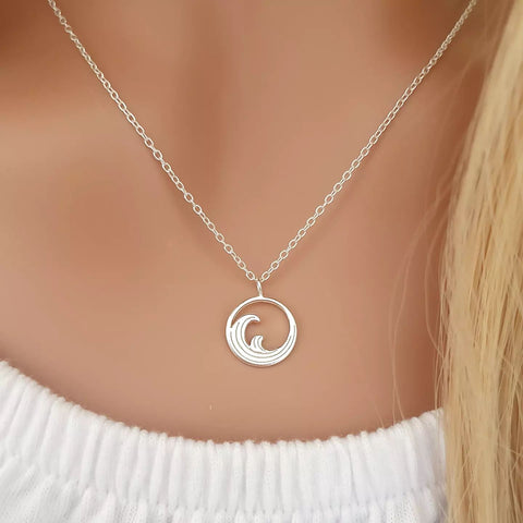 Irma 925 Sterling Silver Wave Necklace, 11mm on 45cm chain