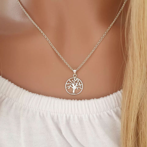 Silver tree necklace