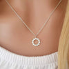 Kelsey 925 Sterling Silver Flower Circle CZ Necklace, 10.5cm, 45cm