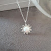 Silver synthetic opal flower necklace