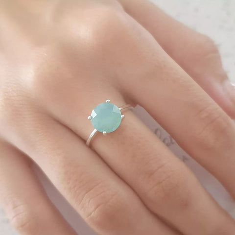 Silver pacific opal ring