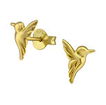 Hadassah-Gold, Gold Plated 925 Sterling Silver Bird Earrings, Size 7x10mm