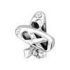 Sterling Silver ballet dancer shoes european charm bead clear stone