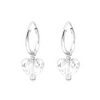 C174 - 925 Sterling Silver Hoop Swarovski Crystal Heart Earrings