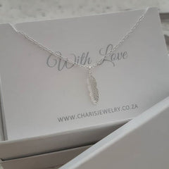 Sterling silver feather necklace gift, online shop in SA