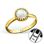 Charlotte-Gold, Gold Plated 925 Sterling Silver Synthetic Opal Midi Ring Size 3.5