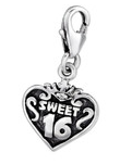 B80-C29509 - 925 Sterling Silver Sweet 16 Dangle Charm