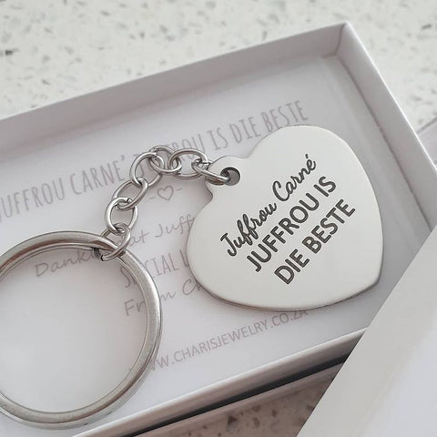 T17 - Teacher's Personalized Gift Keyring, Stainless Steel, with Personalized Note & Ribbon Box