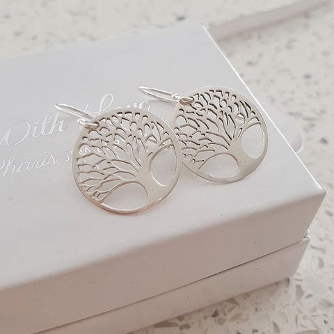 Tinay 925 Sterling Silver Tree of Life Earrings, Size 18mm