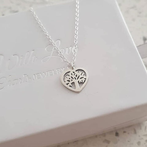 Madelyn 925 Sterling Silver Tree of Life Heart Necklace