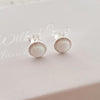 Silver white fire and snow opal earrings